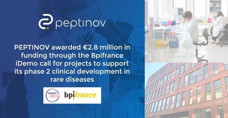 Peptinov reçoit un financement du plan d'investissement France 2030